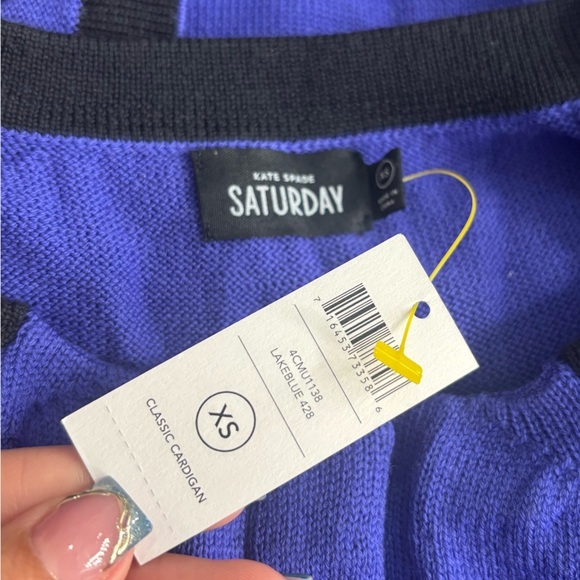KATE SPADE SATURDAY Women’s Blue and Black Knit Wool Sweater - Picture 8 of 11